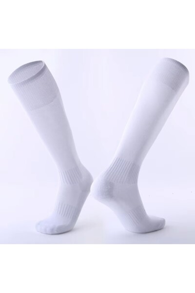 OEM Jambiere de fotbal pentru copii cu șosetă, albe, mărimea EU 26-33