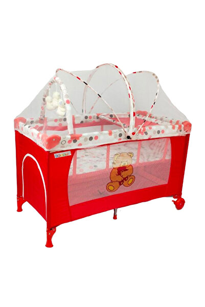 Krista Pat pliant și pătuț, 2 niveluri, 120 x 60 cm, Roșu