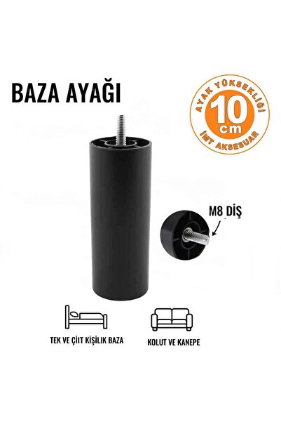 İMT AKSESUAR 10 Cm M8 Diş Silindir Koltuk Kanepe Baza Ayağı