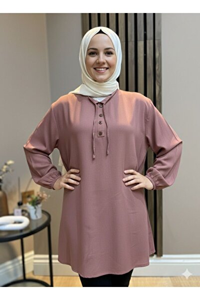 AKMAVİ Women's Hijab Clothing Drawstring Lace-Up Cotton Tunic