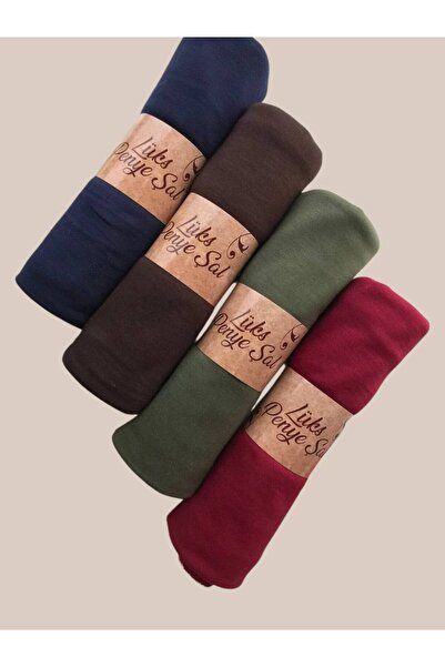 LA SEFA 4-Piece Combed Cotton Plain Shawl (Lilac - Green - Red - Lila)