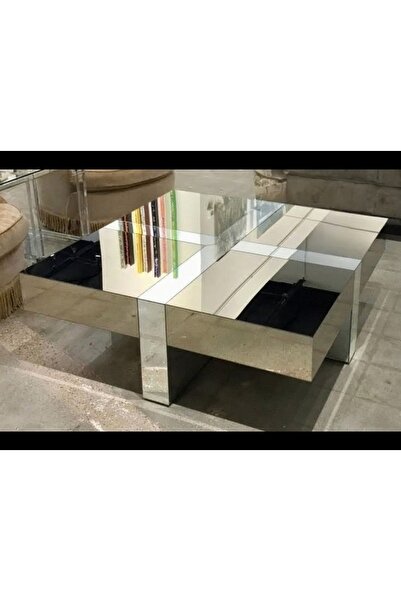 LUXURY VİLLA LUXURY BRONZ VE GÜMÜŞ AYNALI ORTA SEHPA 90X90 YÜKSEKLİK 33CM