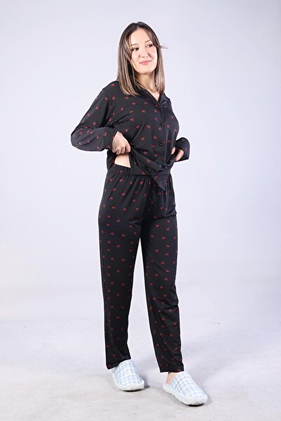 Mckanzie 3306 Milan Soft Shirt Collar Long Sleeve Long Bottom Pajama Set