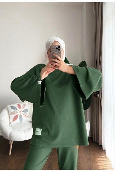 Miraydın Butik Women's Flared Pants Double Suit M25114 - Green