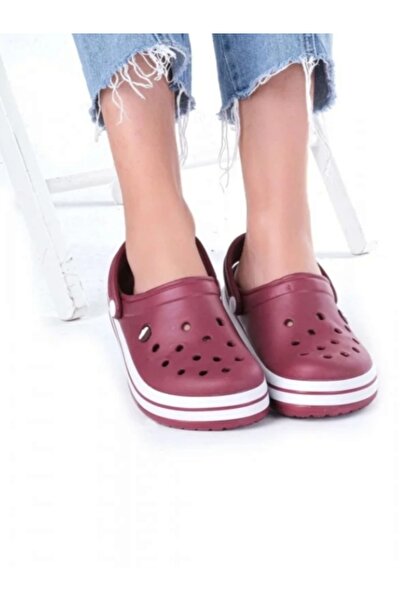 AkınalBella Burgundy Cross-Strap Slippers Sandals