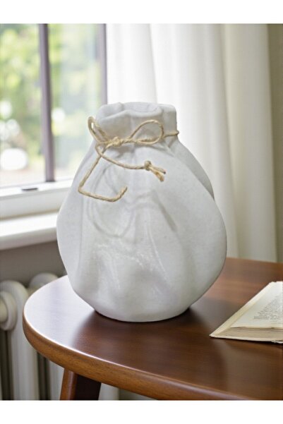 Dropcek eticaret Dekoratif Beyaz Poşet Vazo 3D Çok amaçlı Vegan Üretim Toz tu...