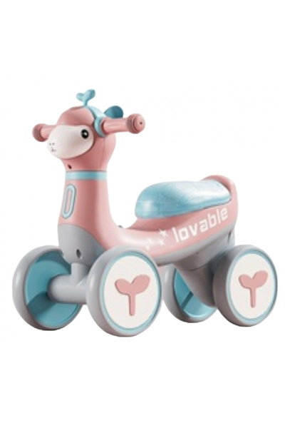 Krista Bicicletă cu 4 roți fără pedale, cu muzică și lumini, Giraffe B09 Pink