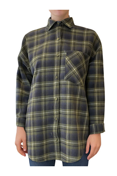 Qualia Butik Women's Oversized Plaid Lumberjack Shirt