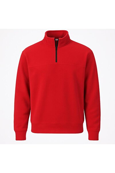 CLASSİCS MEN Unisex Relax Fit Comfortable Cut Cotton Half Zipper Stand Collar Sweatshirt