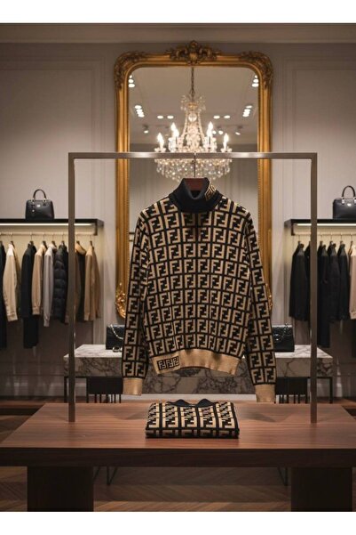 YusGos Men's Turtleneck Steel Knit High Quality Patterned Sweater