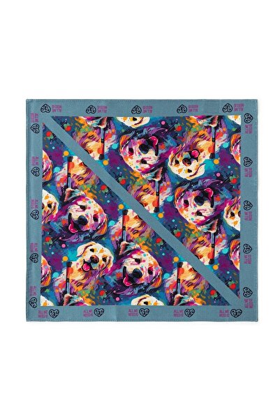 All We Need Is Pets Smile Back Blue Silk Bandana for Dogs and Pet Lovers