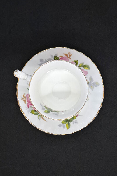 Royal Albert Prairie Rose Porcelain Double Coffee Cup and Saucer 2 Pieces 120 ml