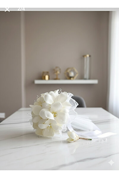 zenya store Gelin Çiçeği Buketi manolya Tüllü İncili