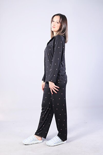 Mckanzie 3306 Milan Soft Shirt Collar Long Sleeve Long Bottom Pajama Set