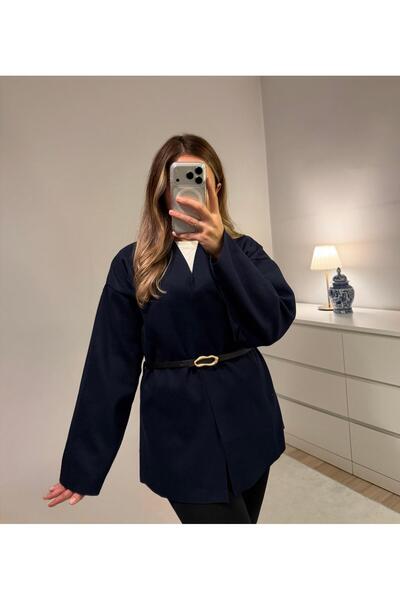KASSEL Kemerli Premium Hırka Lacivert