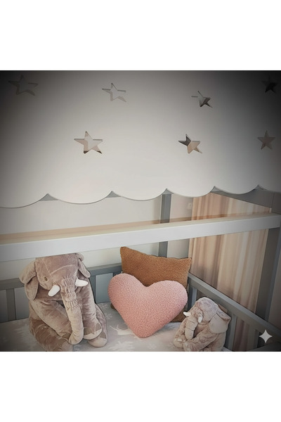 pufftable peluş kalp yastık kırlent içi dolgulu pembe teddy kumaş büyük boy