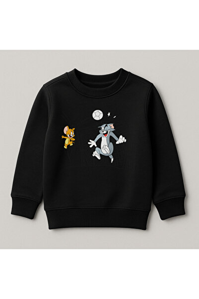 SVART WEAR Παιδικό φούτερ με στάμπα Tom and Jerry, 100% βαμβακερό, με λαιμόκο...