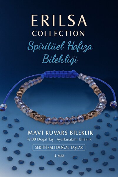Erilsa سوار الطاقة للذاكرة الروحية المعتمد - حجر الكوارتز الأزرق الطبيعي (نمو...