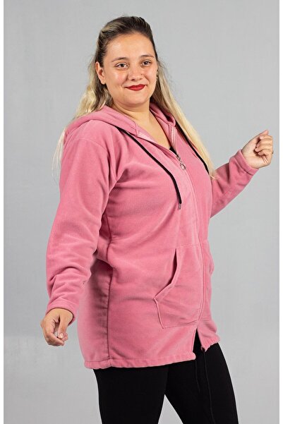 Truva XXL Women's Pink Hooded Fleece Top - Soft Winter Plus Size