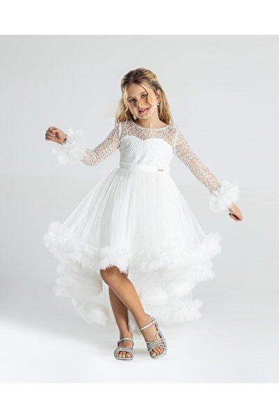 KidsMagazin Rochie eleganta cu maneca lunga alba