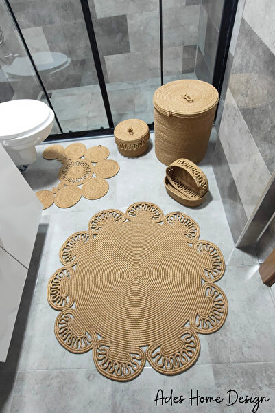 ADES HOME DESİGN Jüt,banyo Takımı,Banyo Seti,Banyo Paspası, Paspas Takımı,Mak...