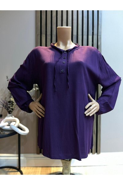 AKMAVİ Women's Hijab Clothing Drawstring Lace-Up Cotton Tunic