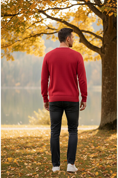 YusGos Men's Half Crew Neck Steel Knit High Quality Sweater