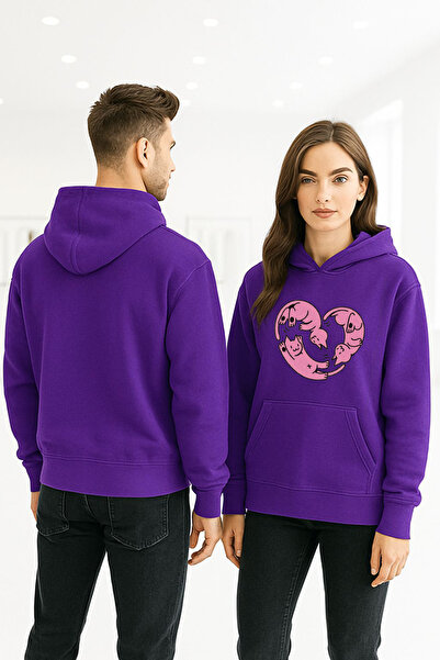 ArtYus Hanorac unisex cu mânecă lungă Heart pisică Transfer cu imprimeu tricou