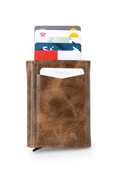 Polo Air Magnetic Automatic Mechanism Wallet Knitted Flexible Belt Men's Combination Set Tan Brown Color M-07-T