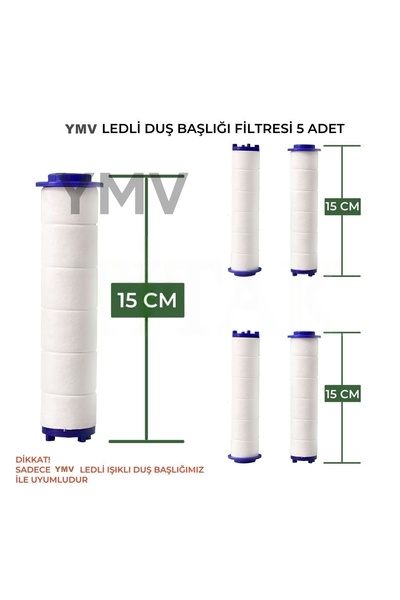 YMV LEDLİ PERVANELİ FİLT DUŞ BAŞLIĞINA UYUMLU 15 CM ( 5 ADET ) YEDEK FİLTRE K...