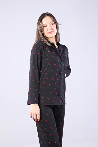 Mckanzie 3306 Milan Soft Shirt Collar Long Sleeve Long Bottom Pajama Set