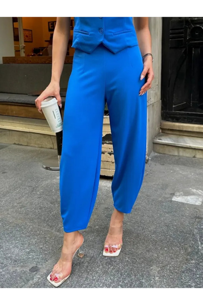 MORE MOSS Kadın Havuç Kesim Şalvar Model Kumaş Pantolon