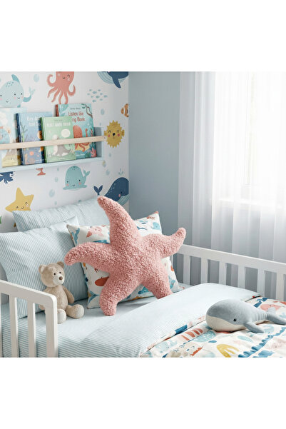 pufftable peluş deniz yıldızı yastık kırlent içi dolgulu pembe teddy kumaş bü...