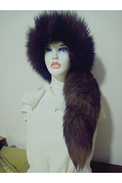 hoaryage Unisex Attachable Tail Wolf Fur Hat Mink Hat