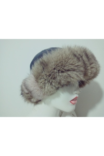 hoaryage Unisex Tailless Wolf Skunk Badger Kalpak Hat Mink Hat