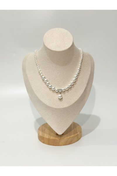 Zey Jewellery Beyaz Damla Zirkon Taşlı İnci Kolye