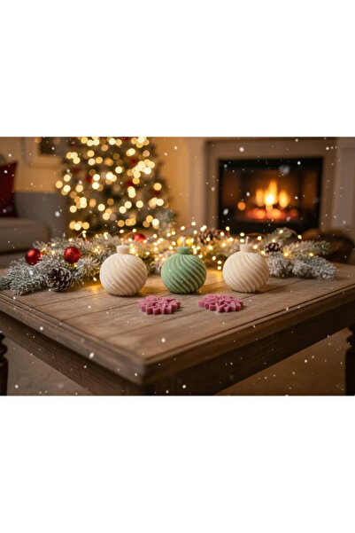 Herum Set of 3 scented globe candles, 2 wax decorations, HANDMADE, soy wax, cotton wick, 7 cm