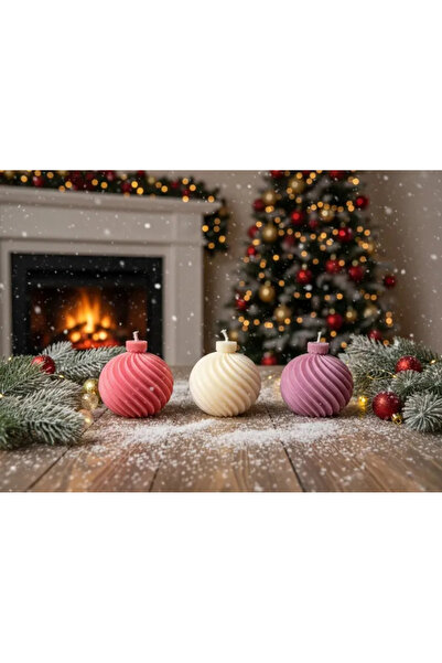 Herum Set of 3 scented candles, HANDMADE, soy wax, cotton wick, Globes, 7 cm