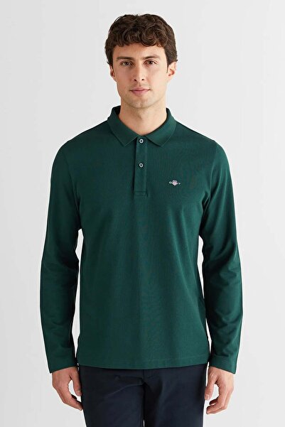 Gant Men's Regular Fit Long Sleeve Polo Neck T-Shirt - Green