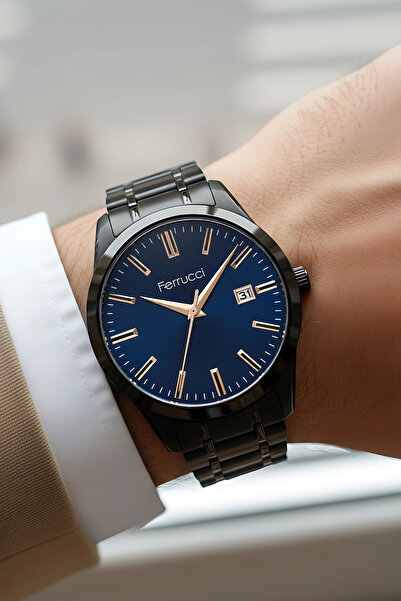 Ferrucci Takvimli Erkek Kol Saati Çelik Kasa & Çelik Kordon Siyah zmfer210