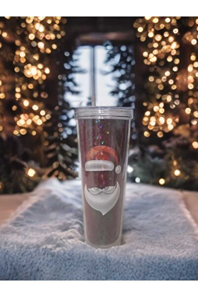 Titiz Plastik Christmas Themed Cup with Straw 750 ML