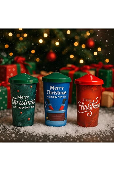 Titiz Plastik Christmas Themed Coffee Cups 3 Pieces 400 ML