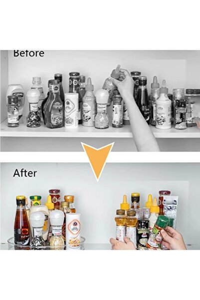 PUFO rotating tray organizer for refrigerator or cabinet with non-slip surface, 23.5 cm