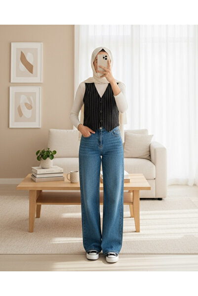 Modamorfo 6794 Striped Woven Vest - Black