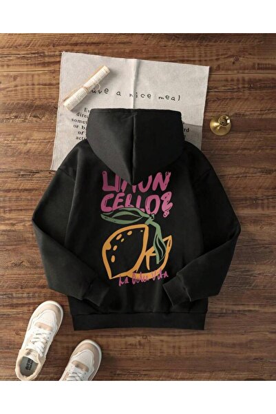 Oceanwear سويت شيرت للجنسين ليمون مطبوع بغطاء رأس