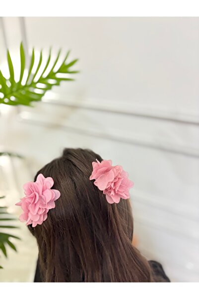 SHClothing accessories Kız Çocuk Çiçekli Klips Toka -Gül kurusu