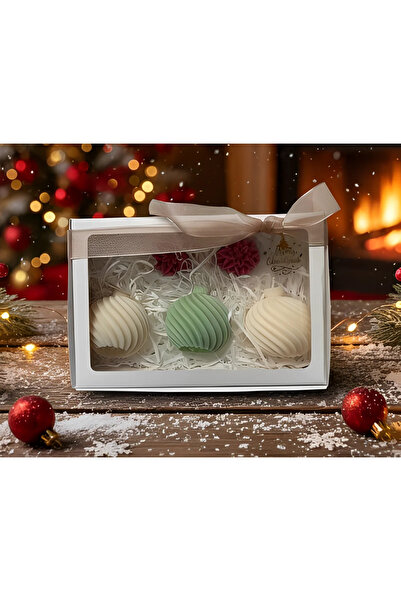 Herum Set of 3 scented globe candles, 2 wax decorations, HANDMADE, soy wax, cotton wick, 7 cm