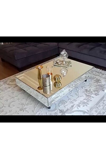 LUXURY VİLLA LUXURY KOMPLE GÜMÜŞ AYNALI TEKERLEKLİ ORTA SEHPA 60X90 YÜKSEKLİK...