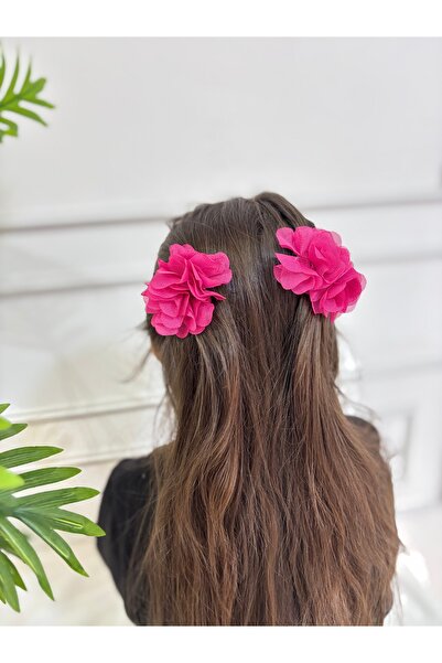 SHClothing accessories Girl's Floral Clip Buckle -Fuchsia