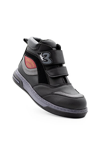 nuvora Черни момчешки ботуши – с цип и връзки, зимни обувки с дебела подметка